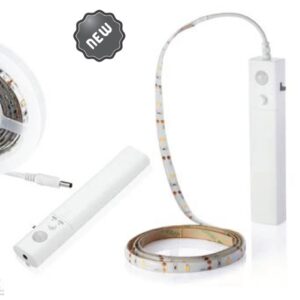 Strip LED 1mt 2,4w Luce 4000k a batterie con Sensore Movimento